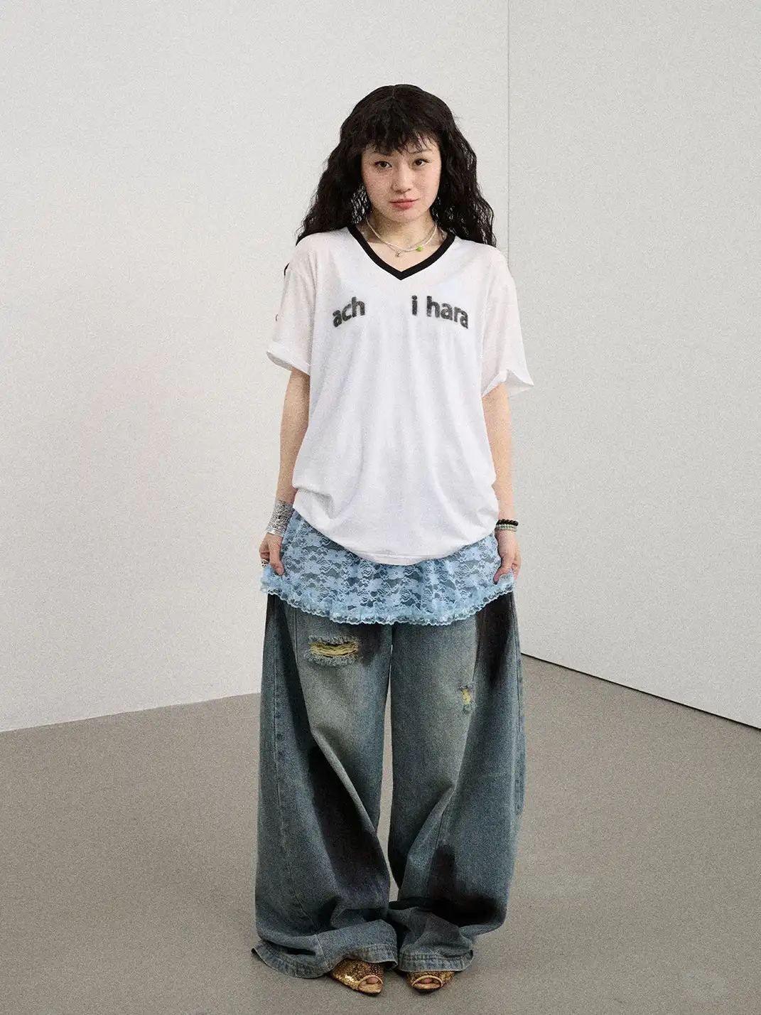 Achihara | V-Neck Loose Fit T-Shirt
