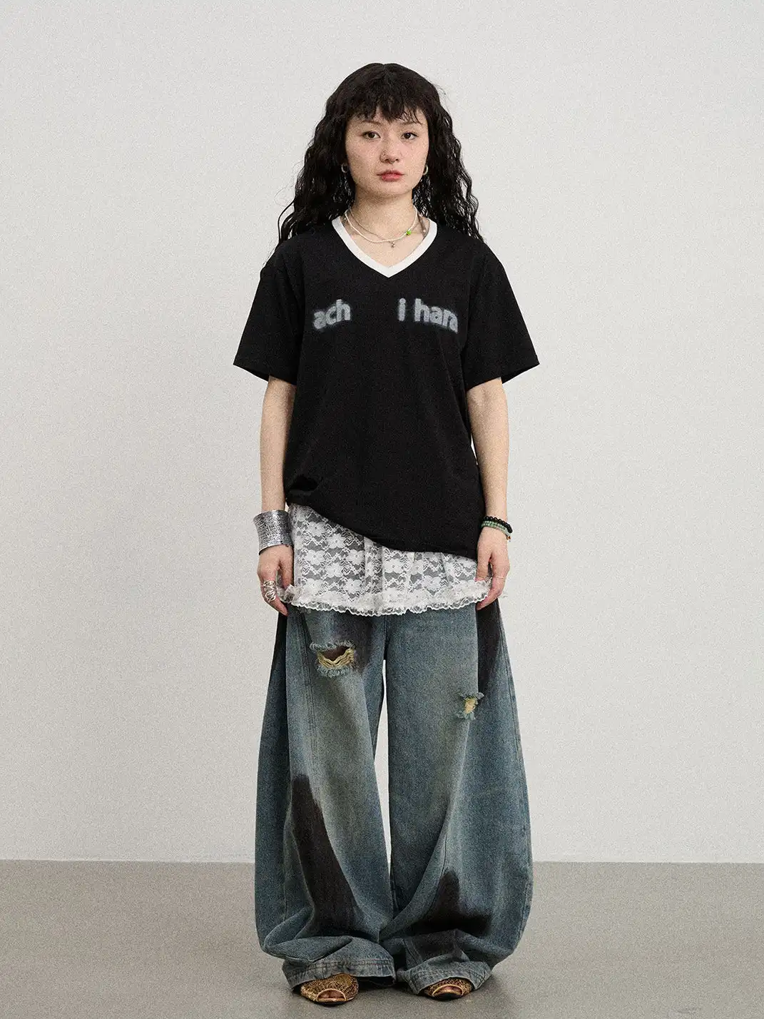 Achihara | V-Neck Loose Fit T-Shirt