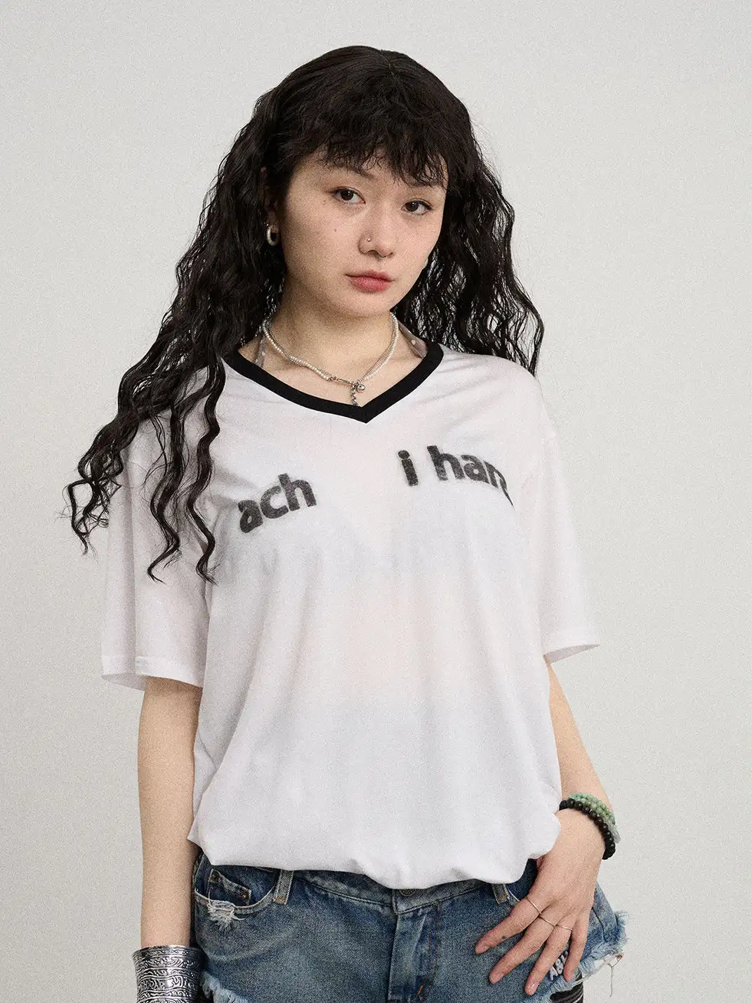 Achihara | V-Neck Loose Fit T-Shirt