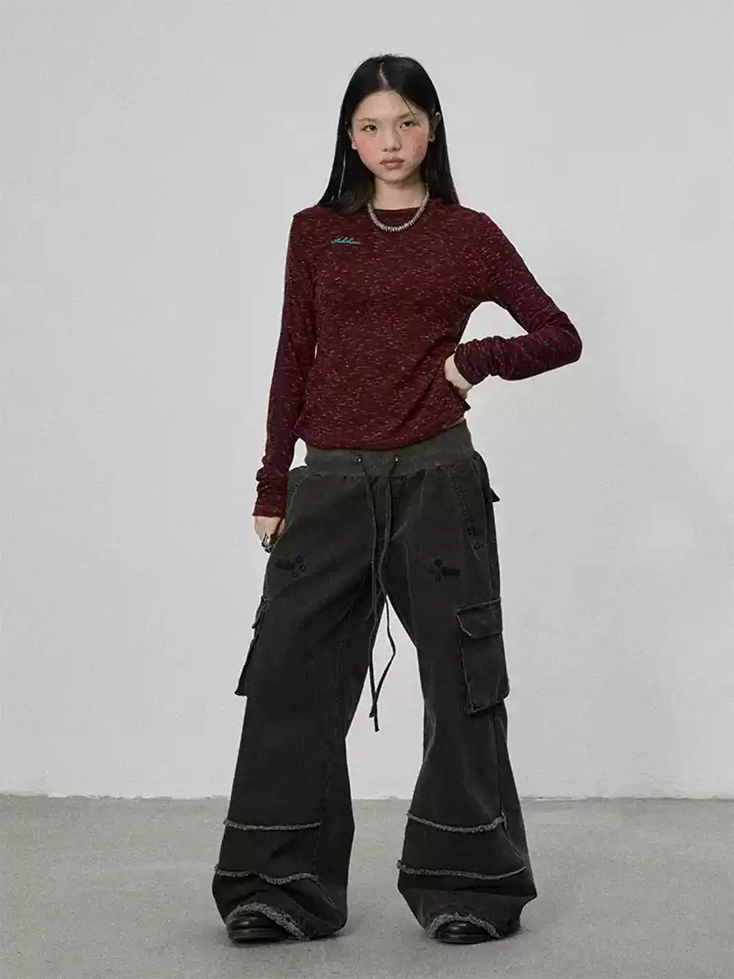 Achihara | Star Print Floor-Length Wide Leg Pants