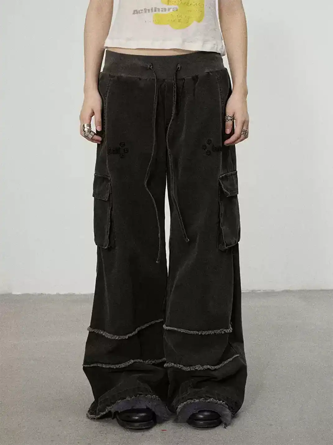 Achihara | Star Print Floor-Length Wide Leg Pants