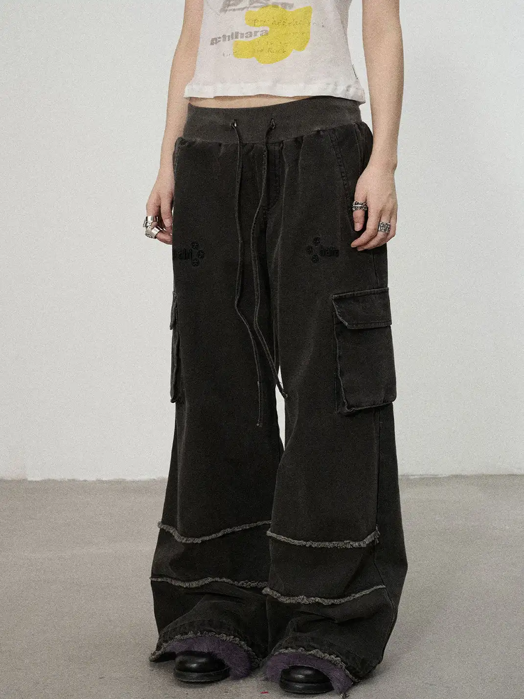 Achihara | Star Print Floor-Length Wide Leg Pants