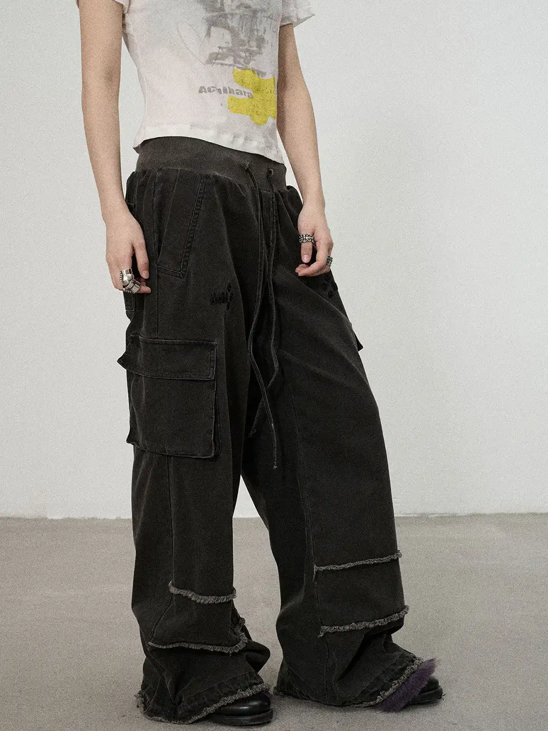 Achihara | Star Print Floor-Length Wide Leg Pants