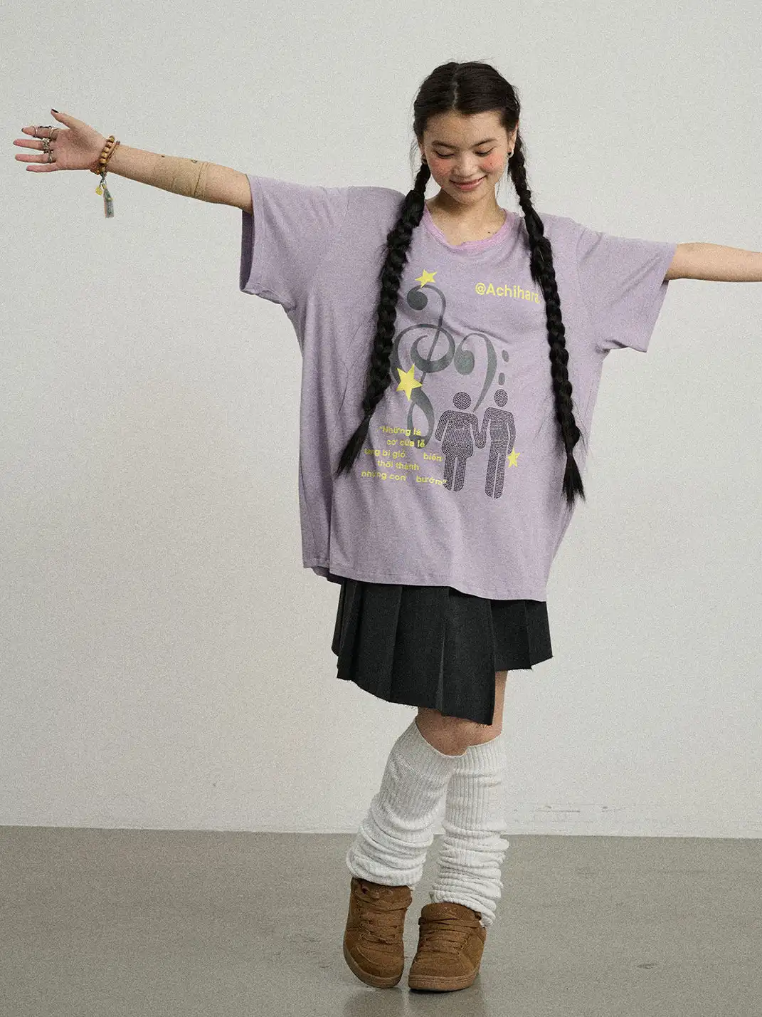 Achihara | Music Note Figure Star Print T-Shirt