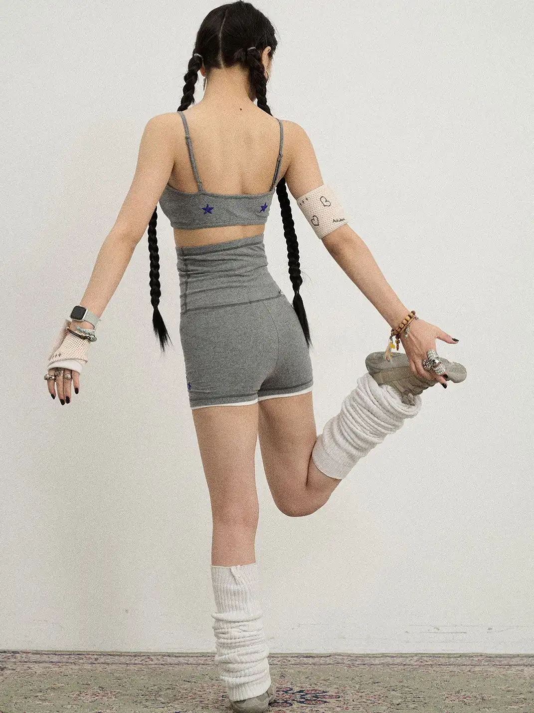 Achihara | Letter Embroidered Button Cropped Cami Top