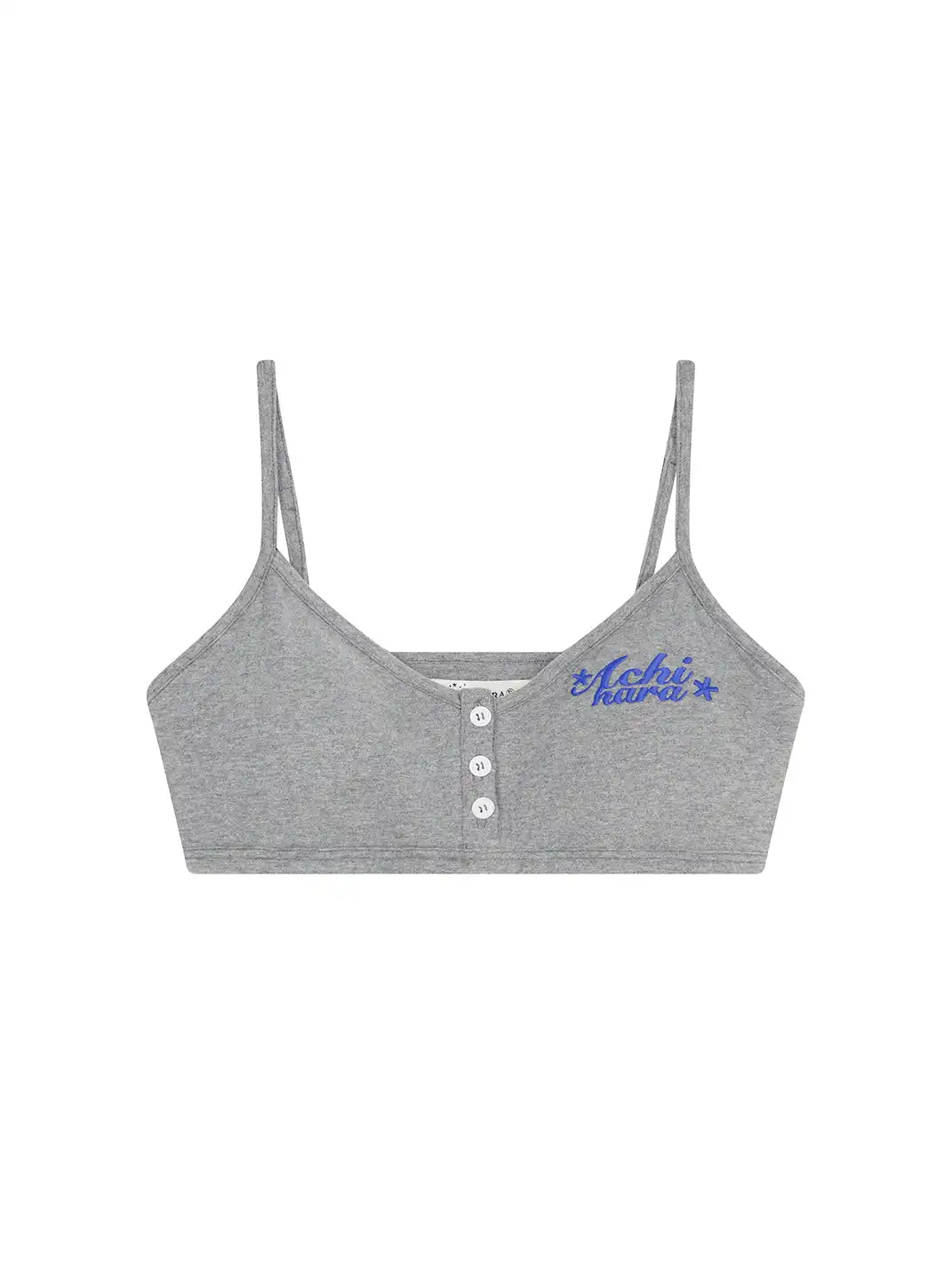Achihara | Letter Embroidered Button Cropped Cami Top