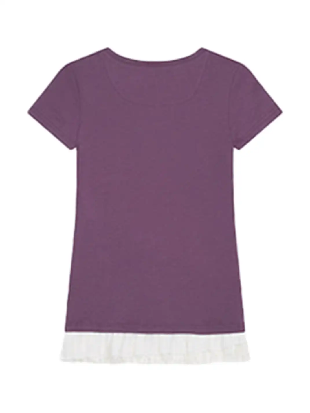 Achihara | Letter Star Print Layered Lace Hem Slim T-Shirt