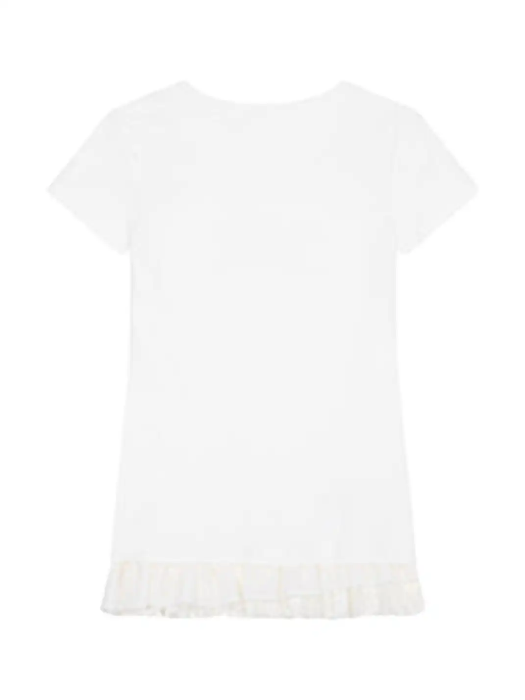 Achihara | Letter Star Print Layered Lace Hem Slim T-Shirt