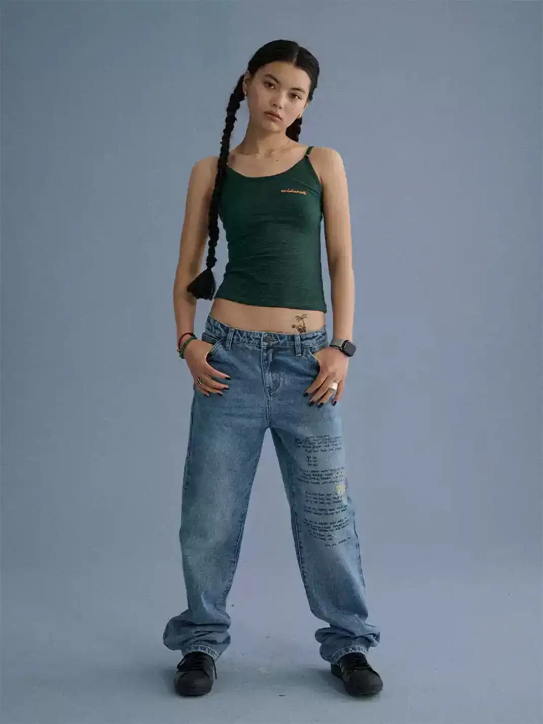 Achihara | Distressed Letter Print Versatile Jeans