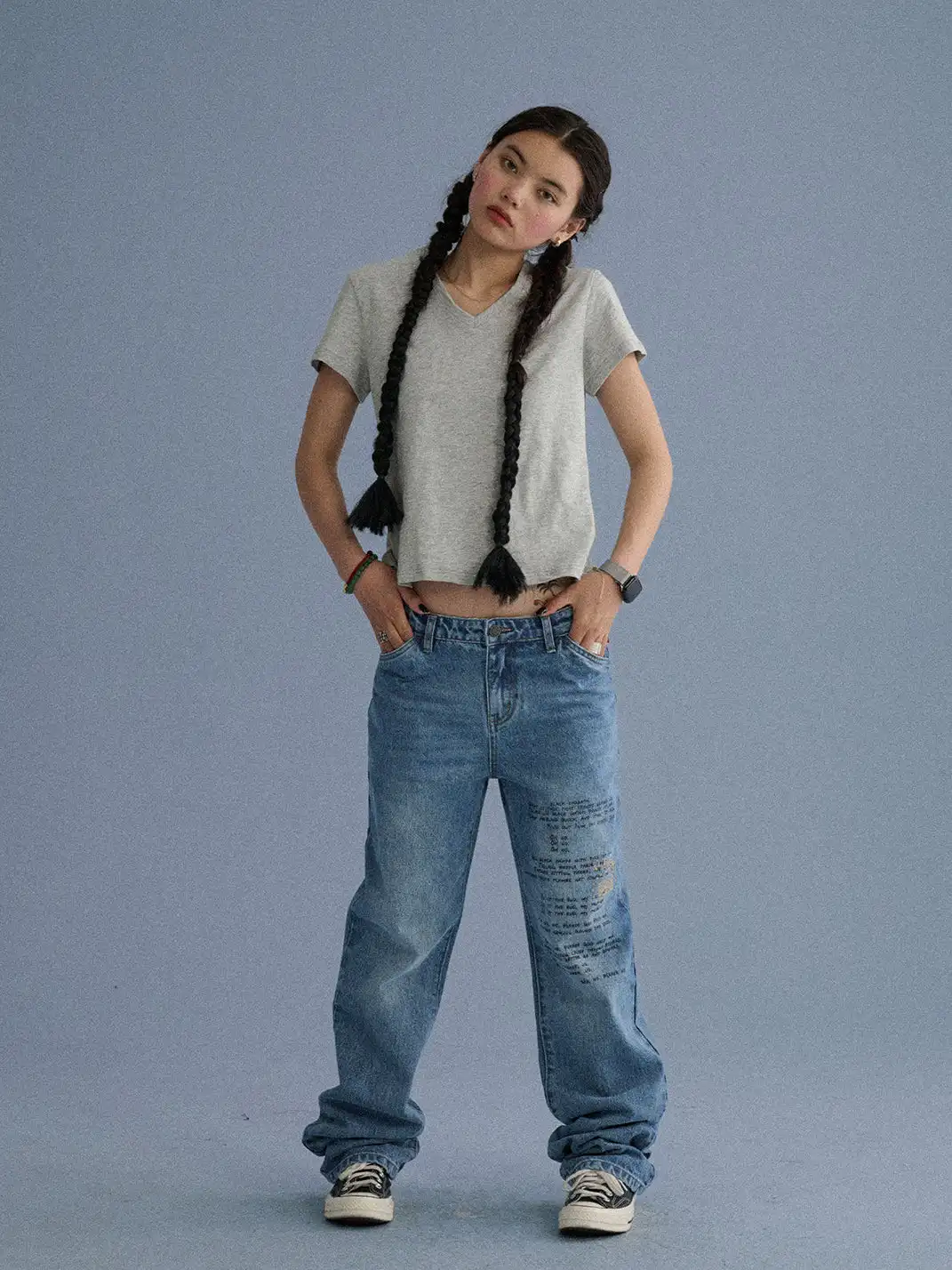 Achihara | Shoulder-Fitted Cropped Slim Basic T-Shirt