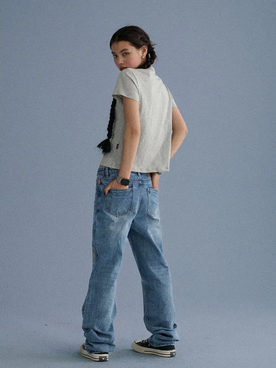 Achihara | Shoulder-Fitted Cropped Slim Basic T-Shirt