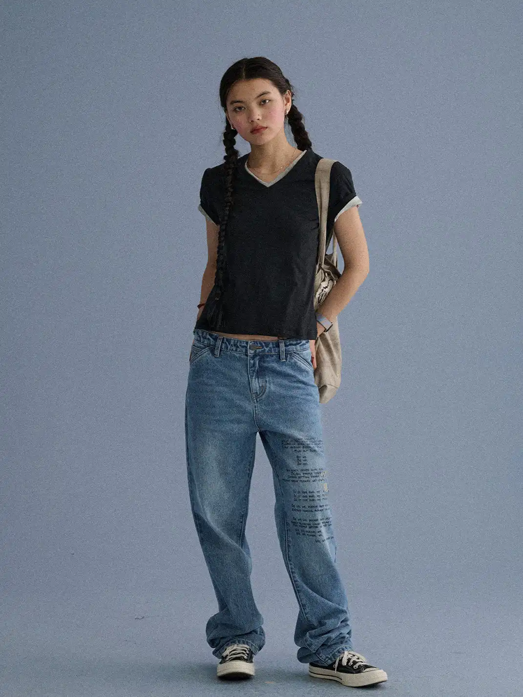 Achihara | Shoulder-Fitted Cropped Slim Basic T-Shirt