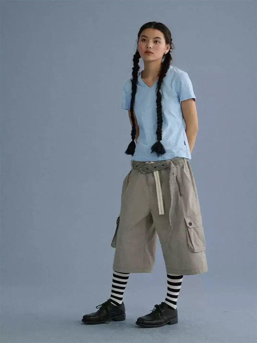 Achihara | Shoulder-Fitted Cropped Slim Basic T-Shirt