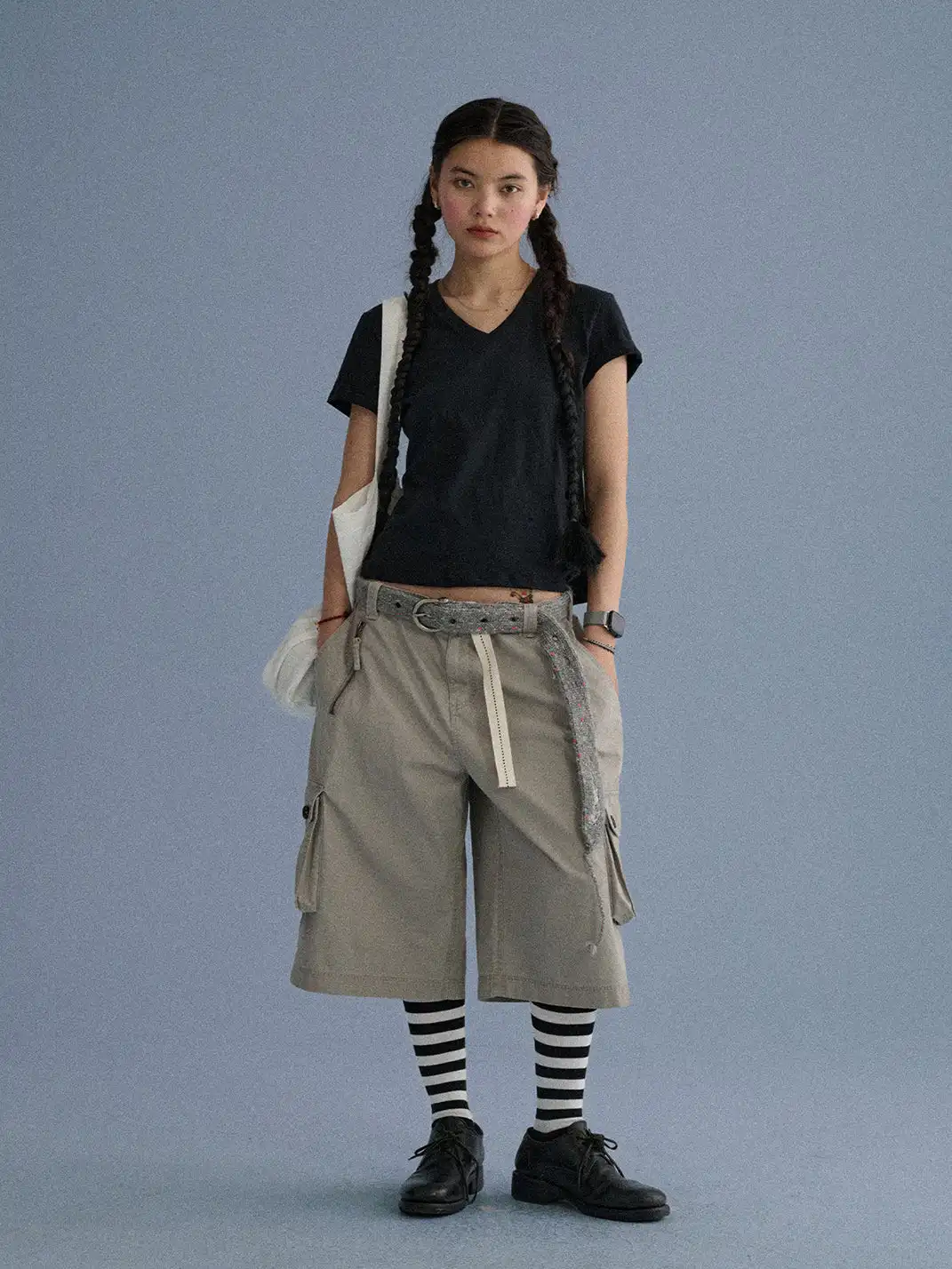 Achihara | Shoulder-Fitted Cropped Slim Basic T-Shirt