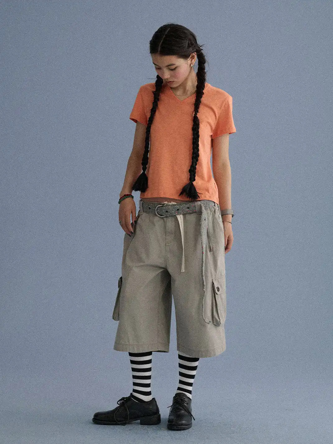 Achihara | Shoulder-Fitted Cropped Slim Basic T-Shirt