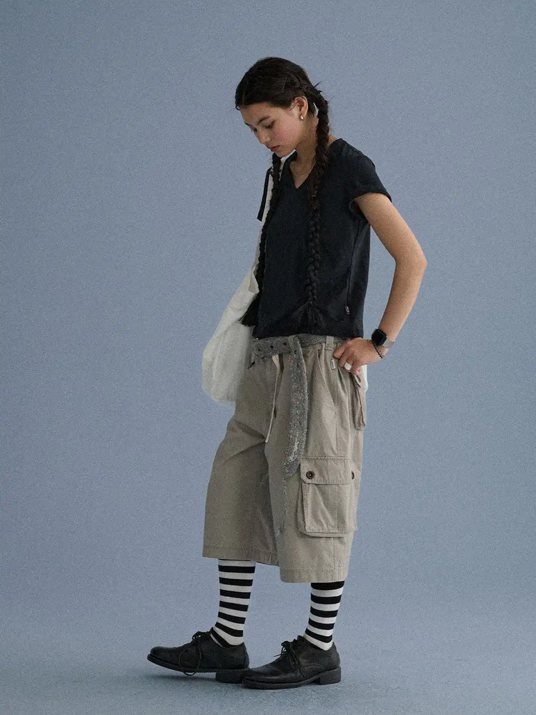 Achihara | Shoulder-Fitted Cropped Slim Basic T-Shirt