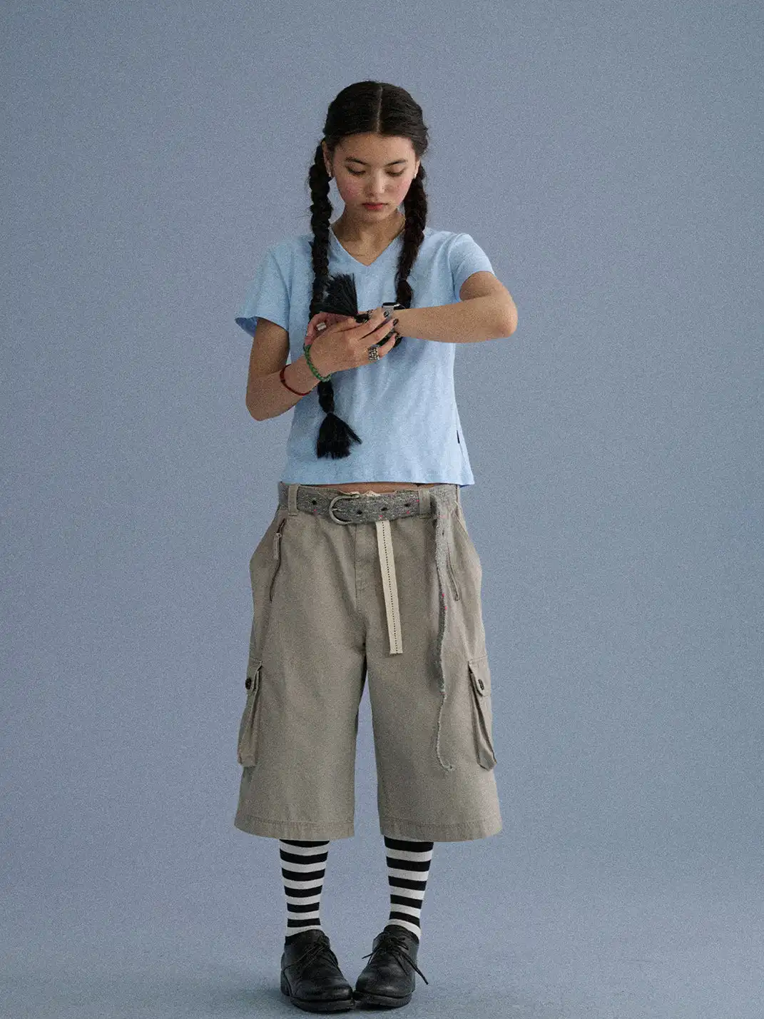 Achihara | Shoulder-Fitted Cropped Slim Basic T-Shirt