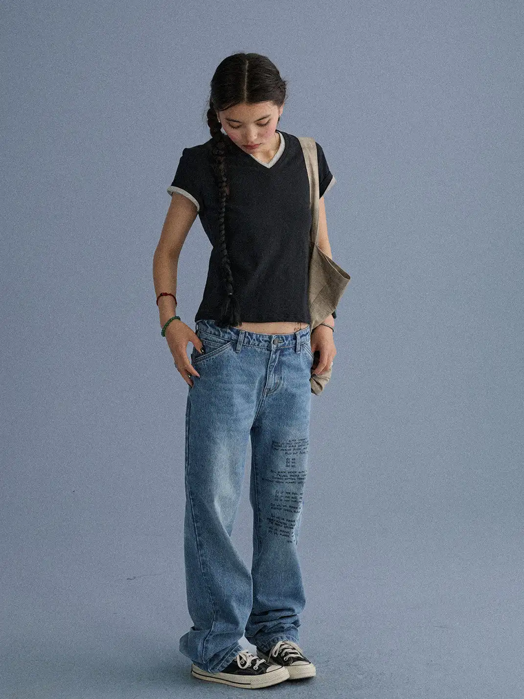 Achihara | Shoulder-Fitted Cropped Slim Basic T-Shirt