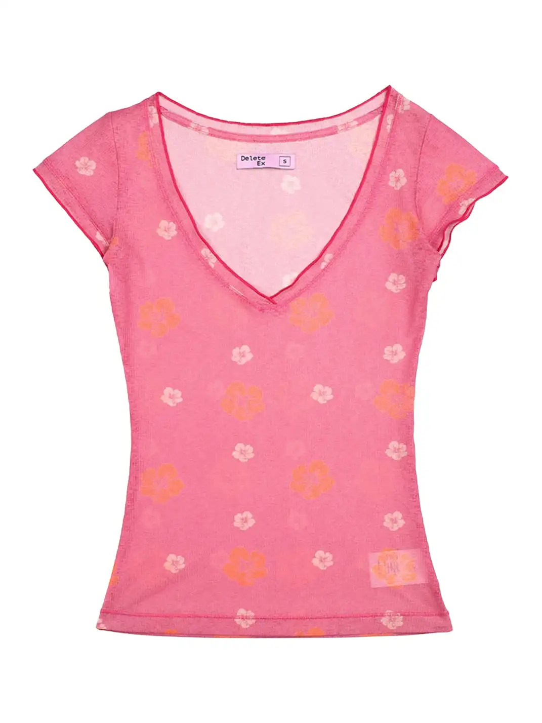 DeleteEX | Floral Print Deep V Neck T-Shirt