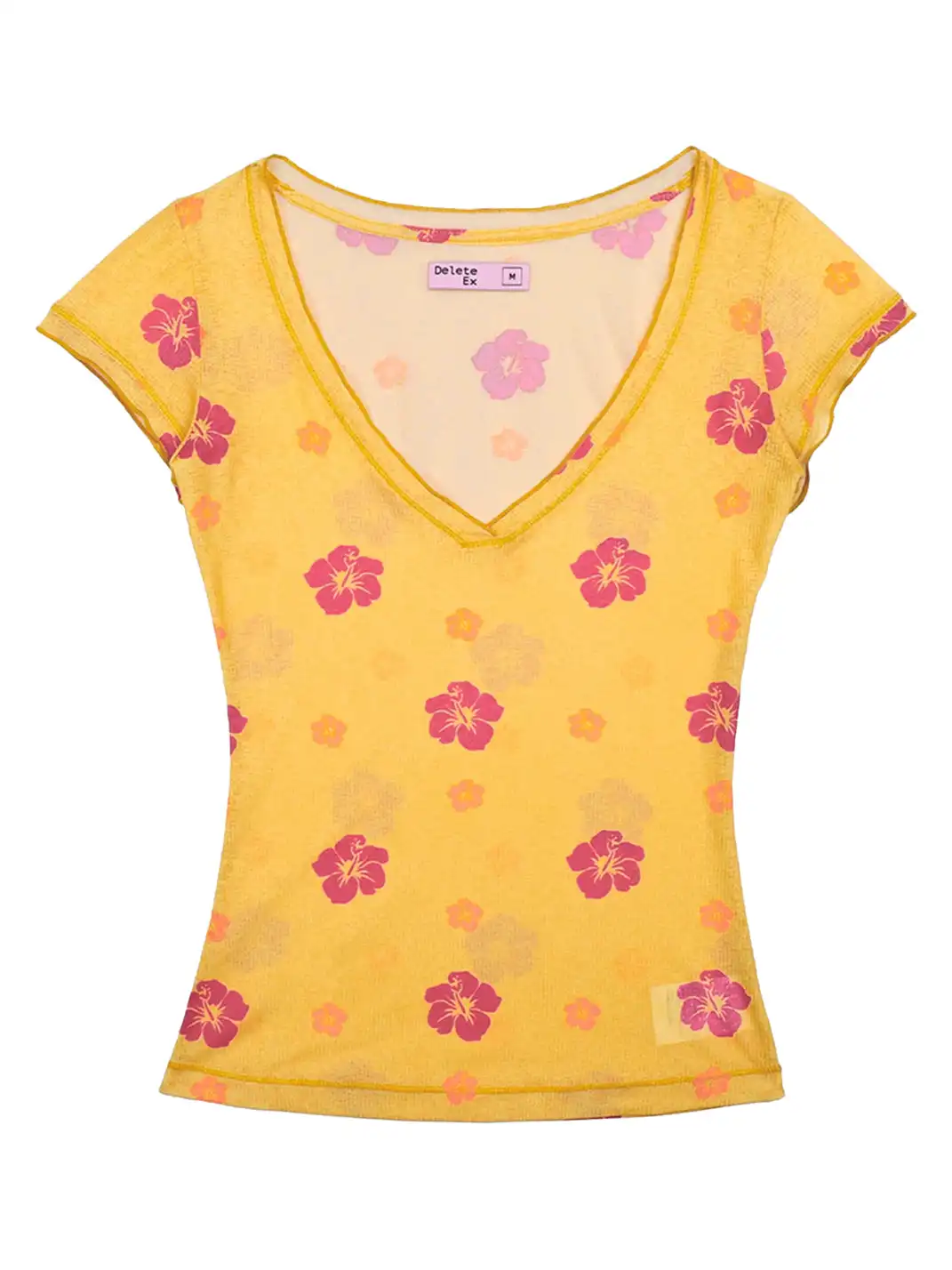 DeleteEX | Floral Print Deep V Neck T-Shirt