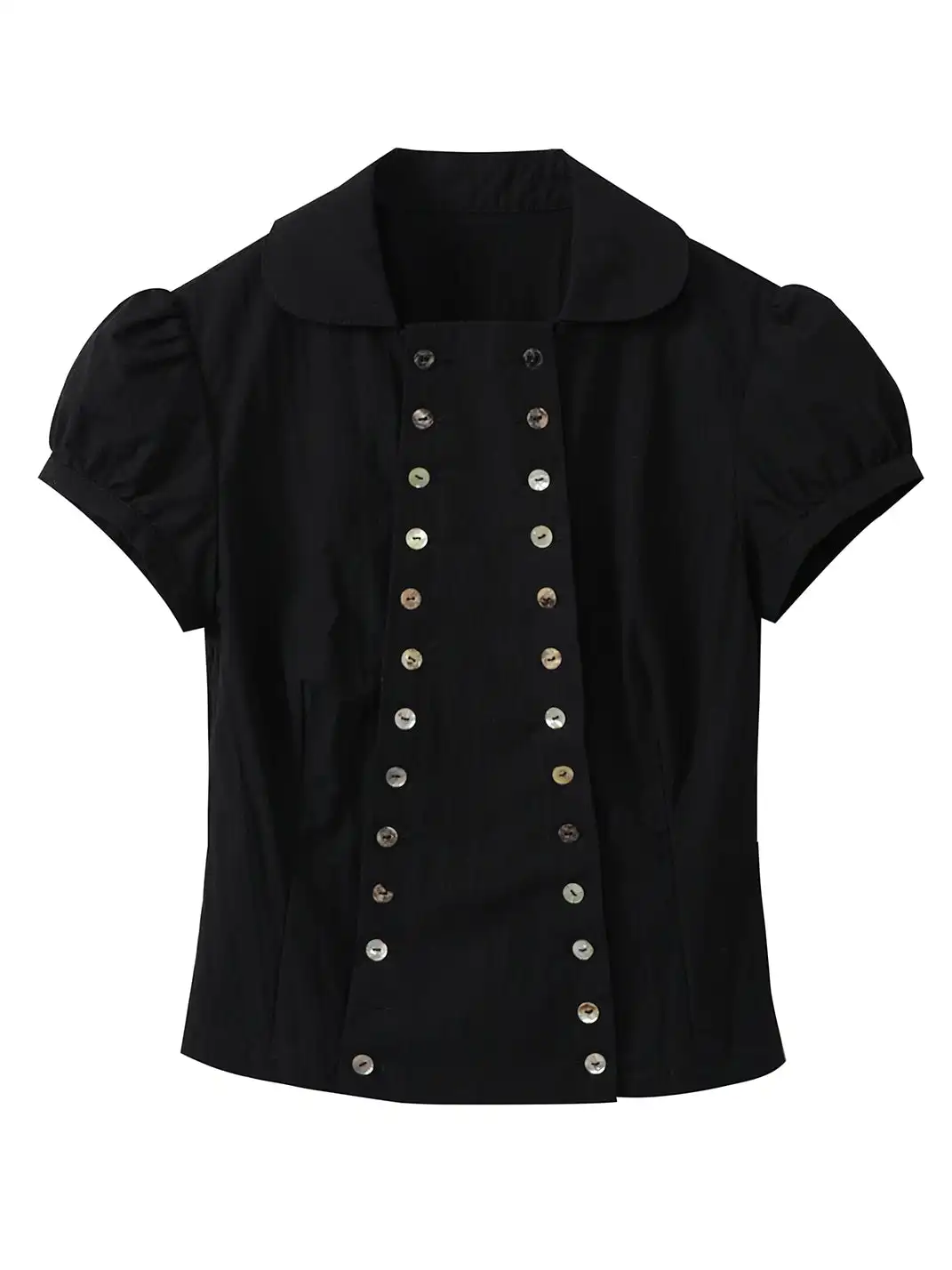 DeleteEX | Shell Double-Breasted Puff Sleeve Shirt