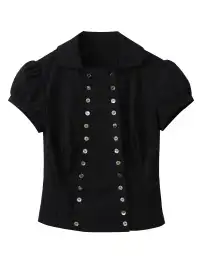 DeleteEX | Shell Double-Breasted Puff Sleeve Shirt
