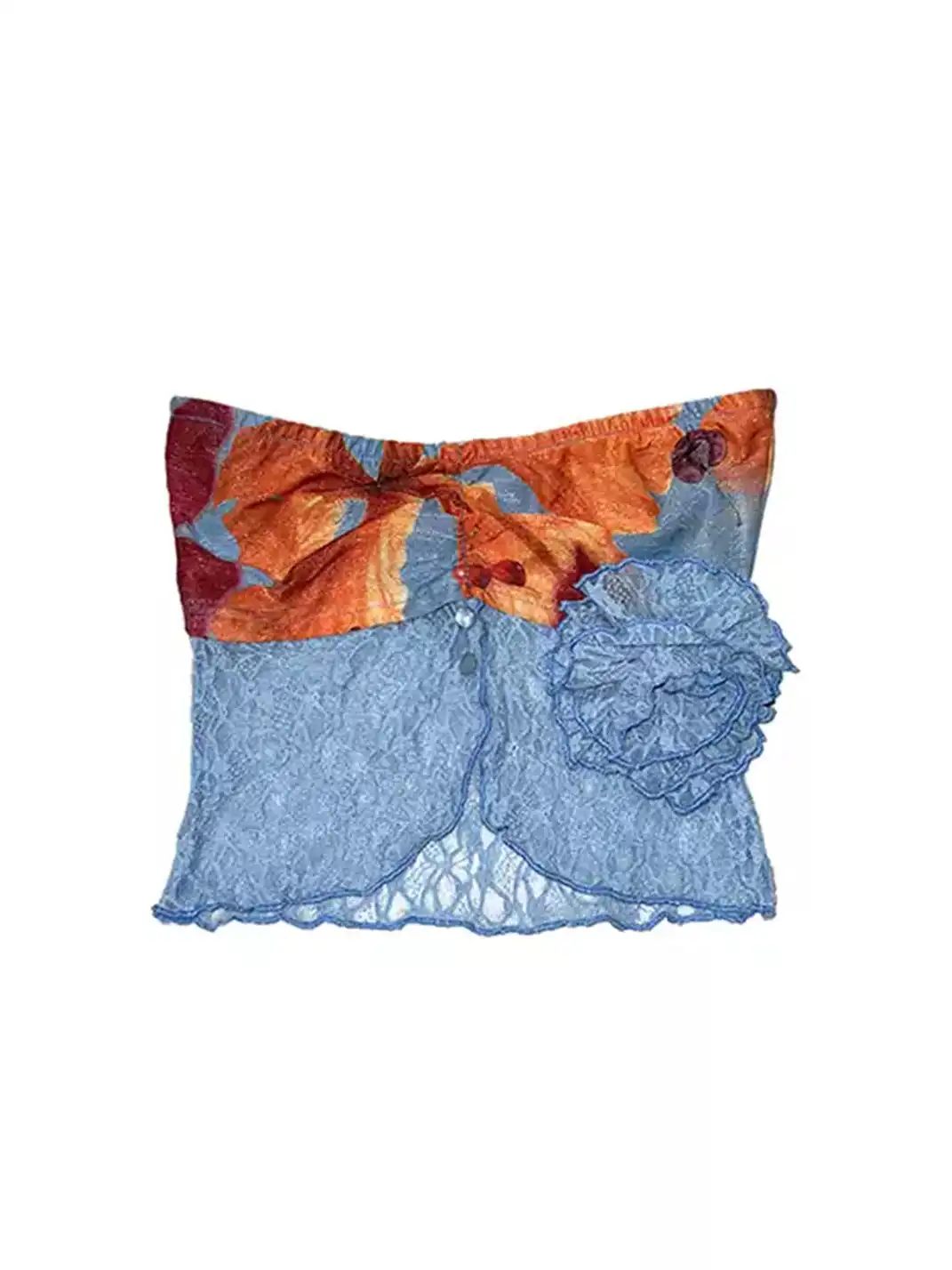 DeleteEX | Floral Lace Fitted Strapless Top
