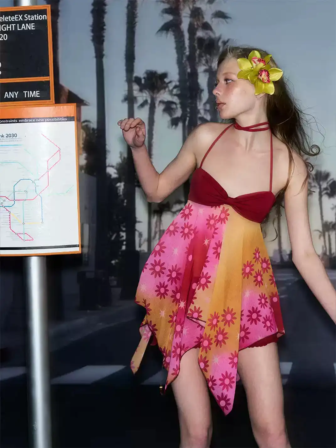 DeleteEX | Sunflower Halter Dress