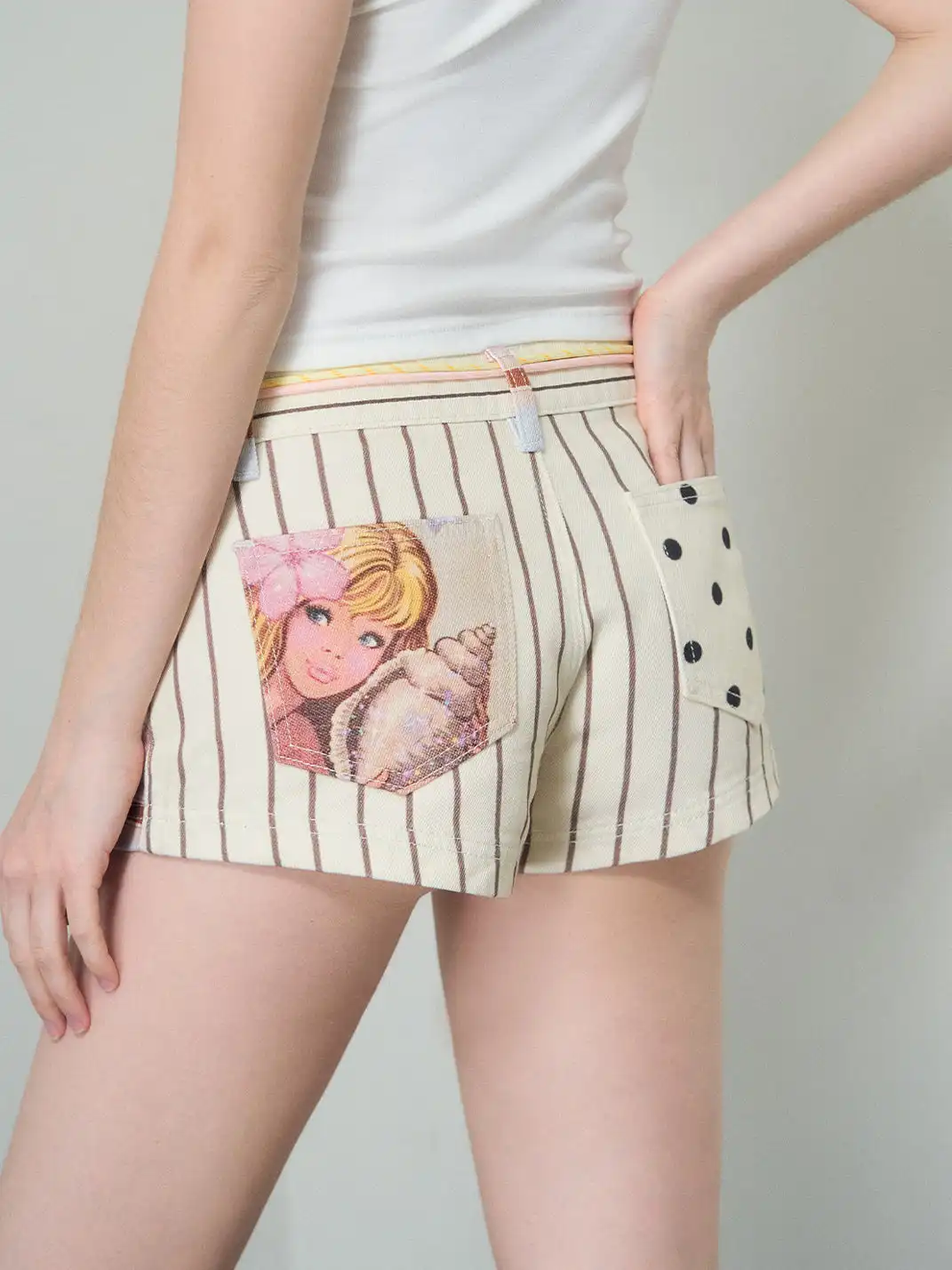 DeleteEX | Colorblock Striped Printed Shorts