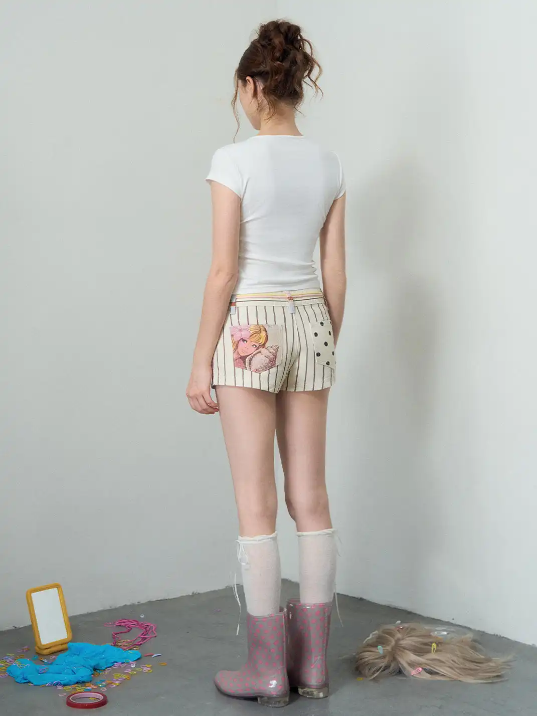 DeleteEX | Colorblock Striped Printed Shorts
