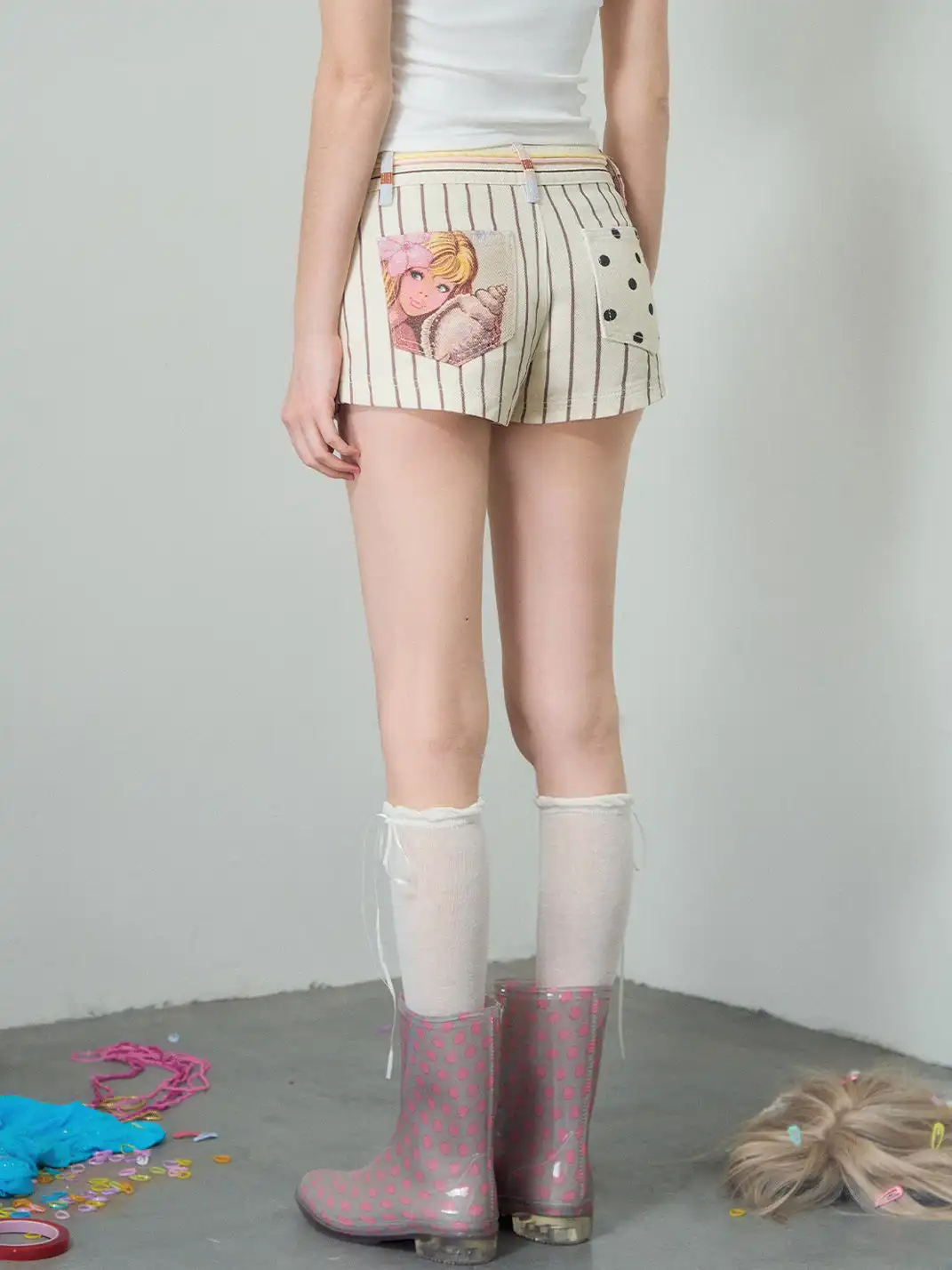 DeleteEX | Colorblock Striped Printed Shorts
