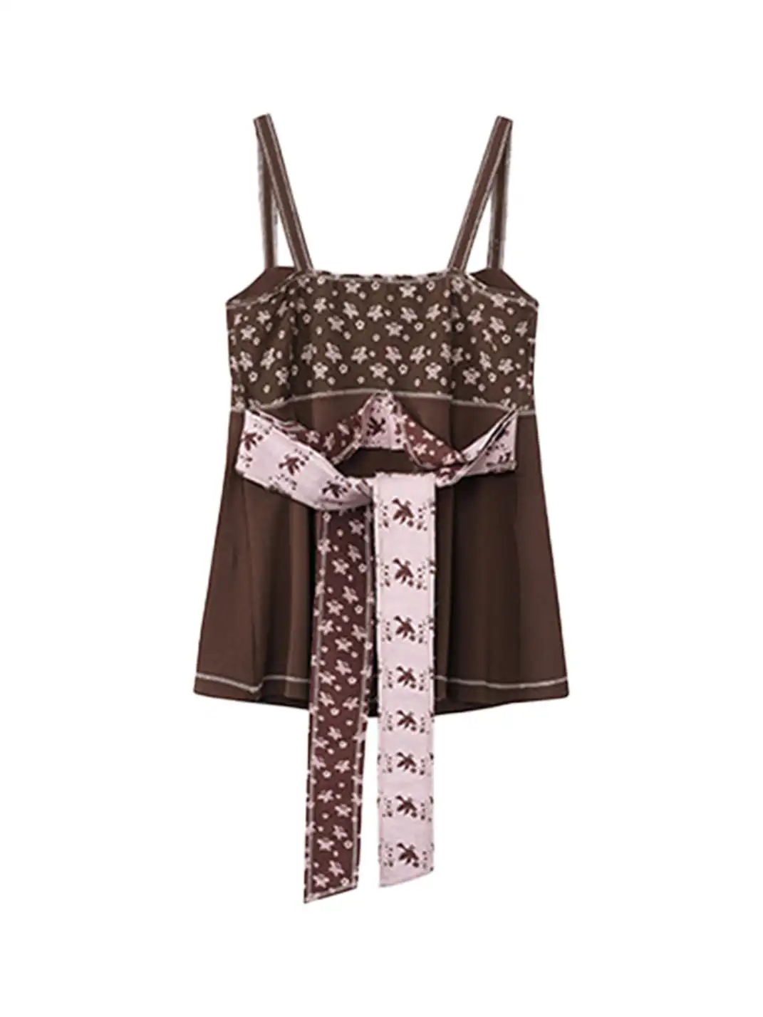 DeleteEX | Adjustable Tie Colorblock Printed Cami
