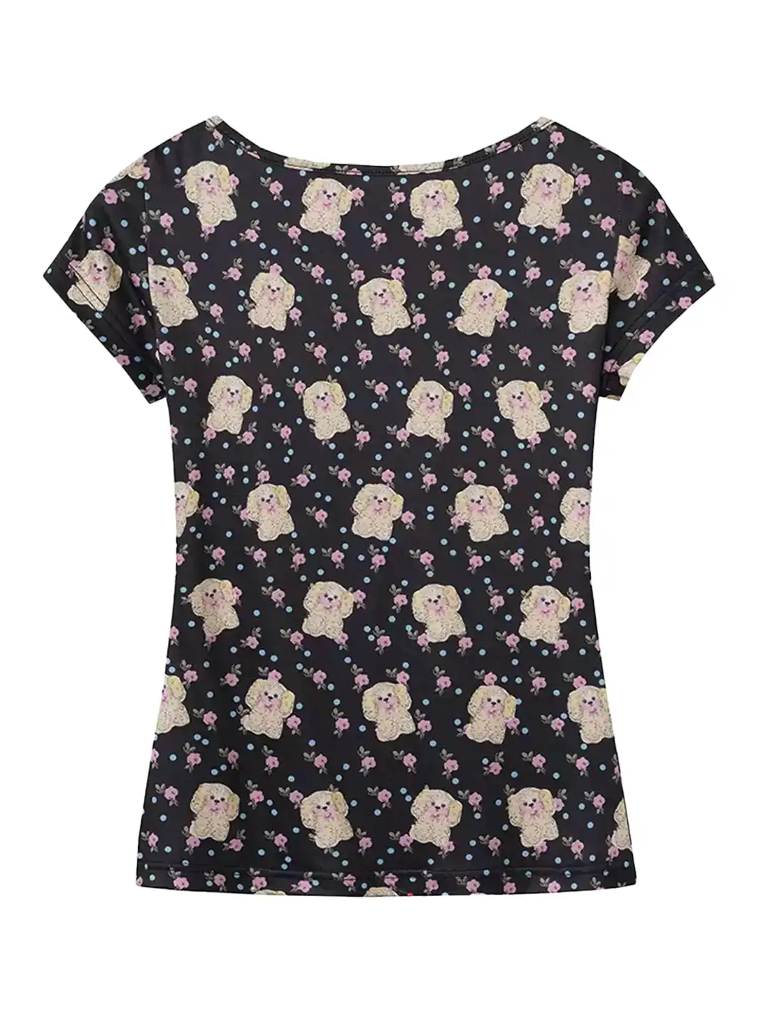 DeleteEX | Printed Drawstring V-Neck T-Shirt