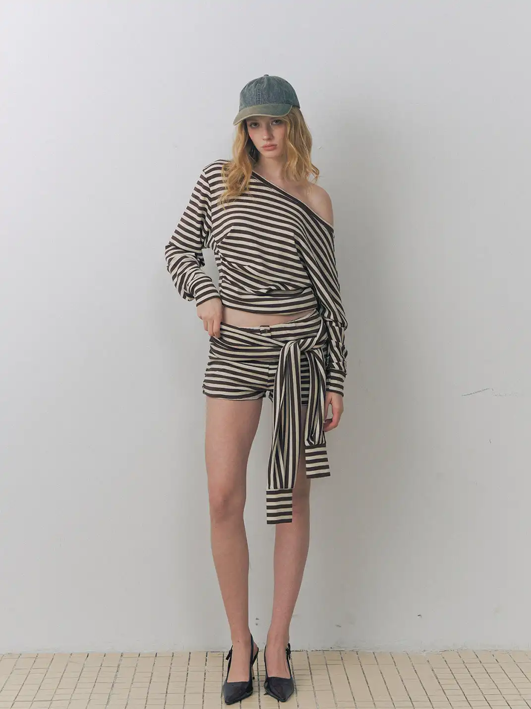 DeleteEX | Striped Tie-Knit Shorts