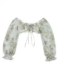 DeleteEX | Floral Chiffon Puff Sleeve Top