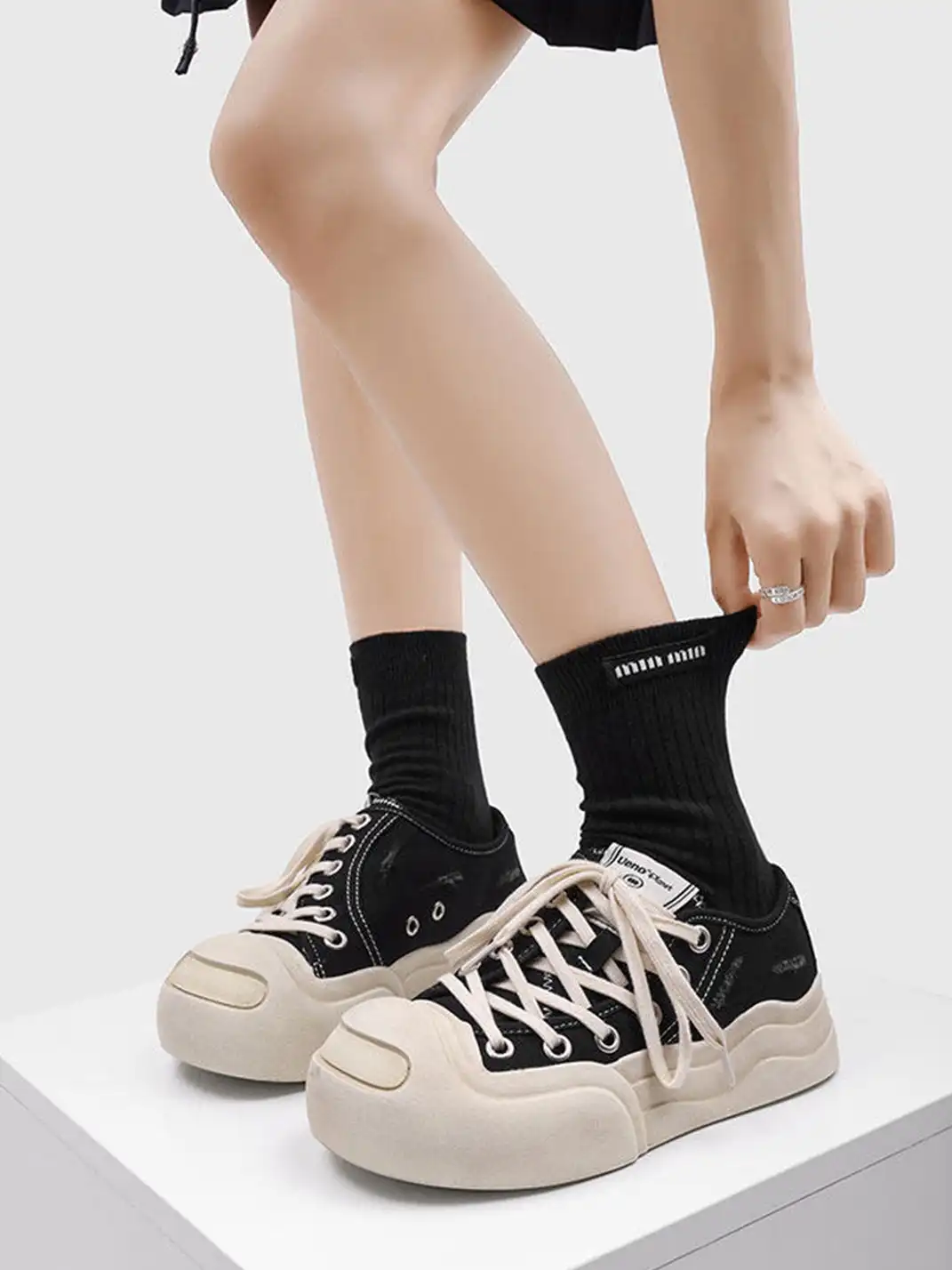 UENO PLANET | Vintage Platform Round Toe Canvas Shoes
