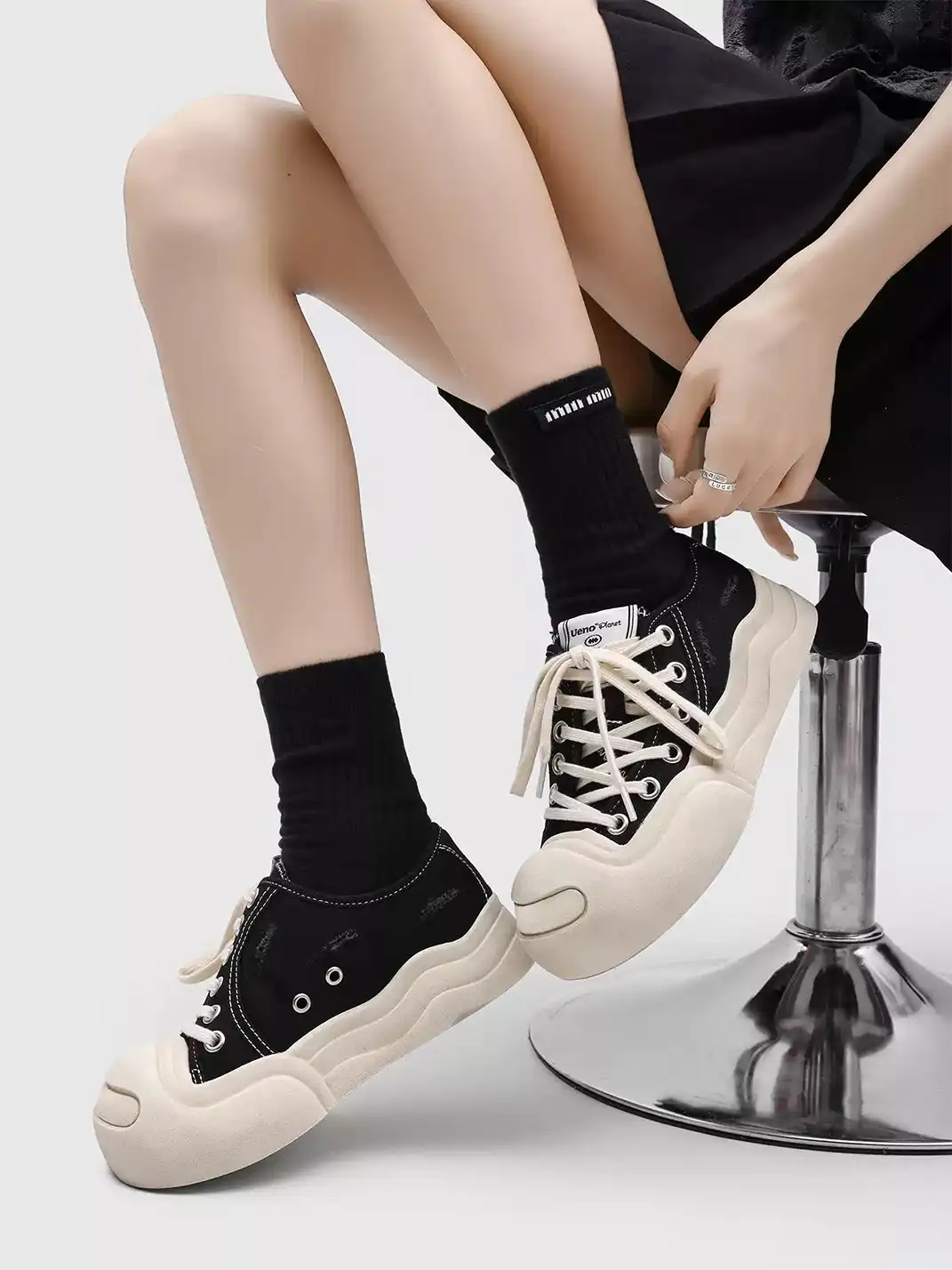 UENO PLANET | Vintage Platform Round Toe Canvas Shoes
