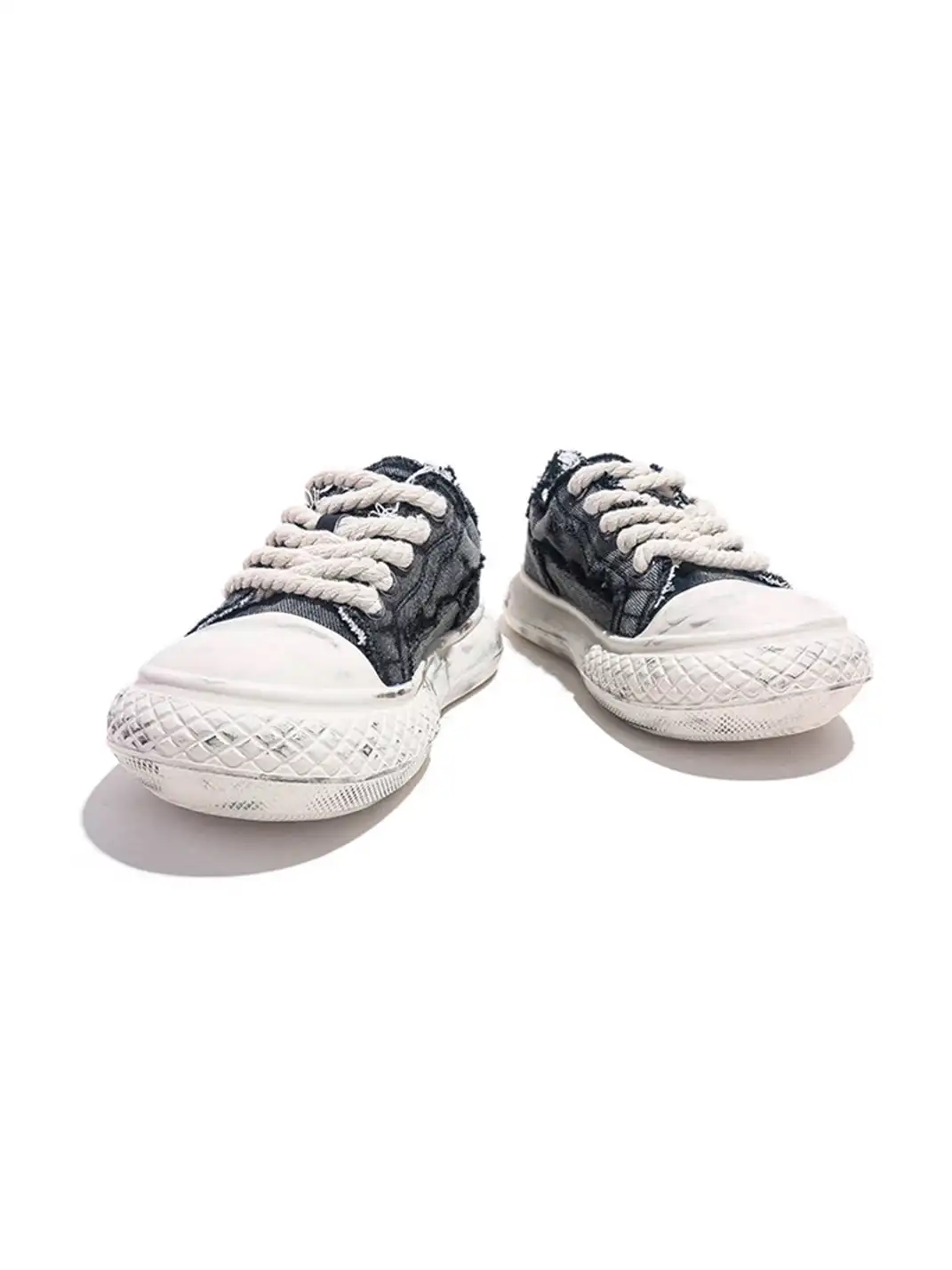 Jifffly | Distressed Raw Edge Denim Platform Skate Shoes