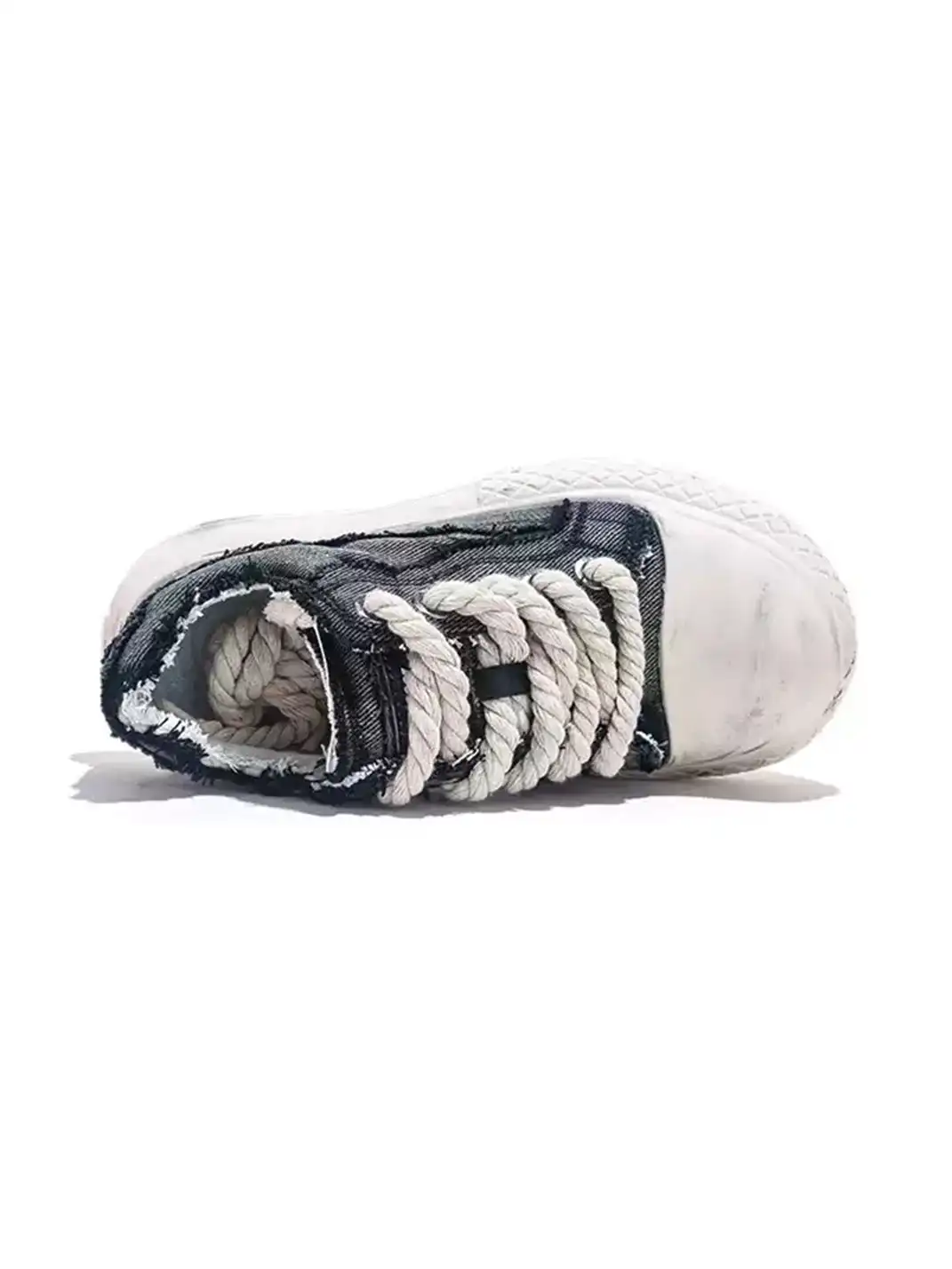 Jifffly | Distressed Raw Edge Denim Platform Skate Shoes