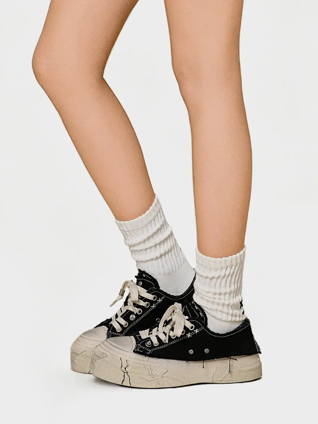 Butterfly Nebula | Distressed Wipe Wash Platform Canvas Shoes