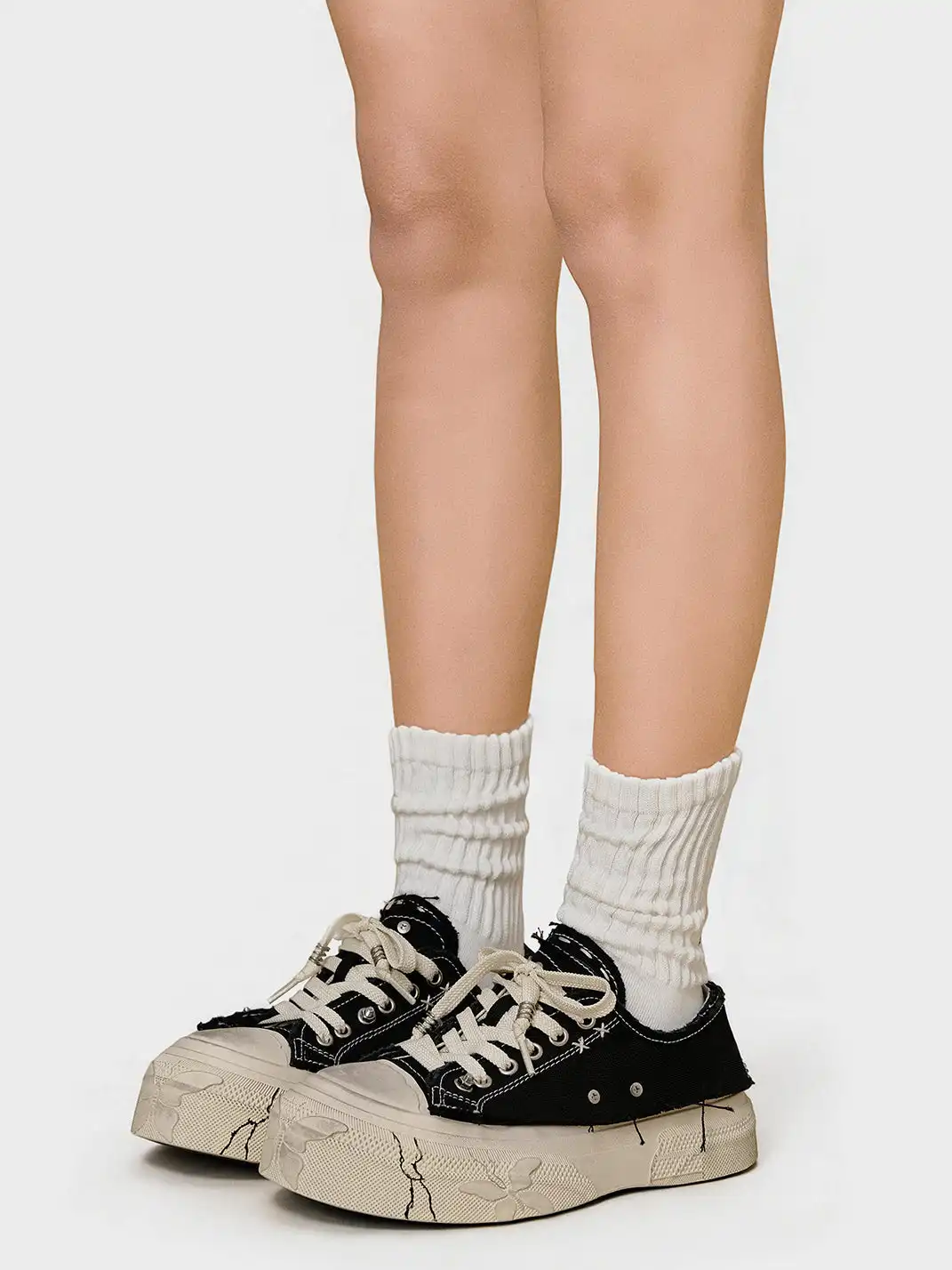 Butterfly Nebula | Distressed Wipe Wash Platform Canvas Shoes