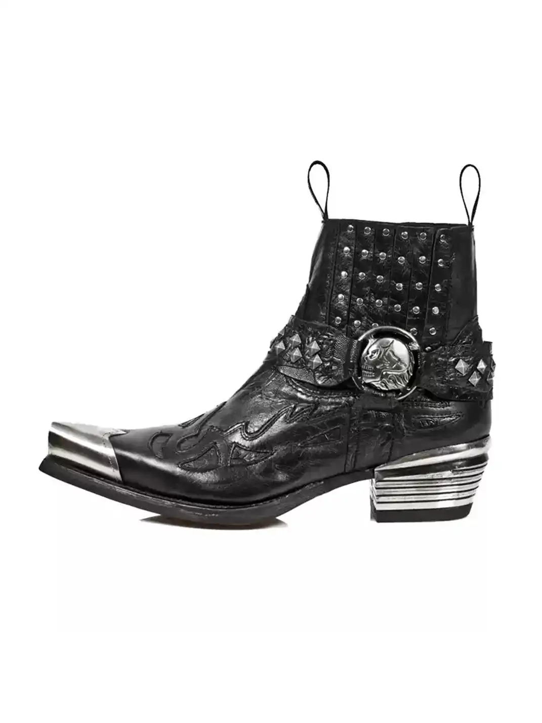 JiangGe | Pointed Toe Rivet Chelsea Ankle Boots