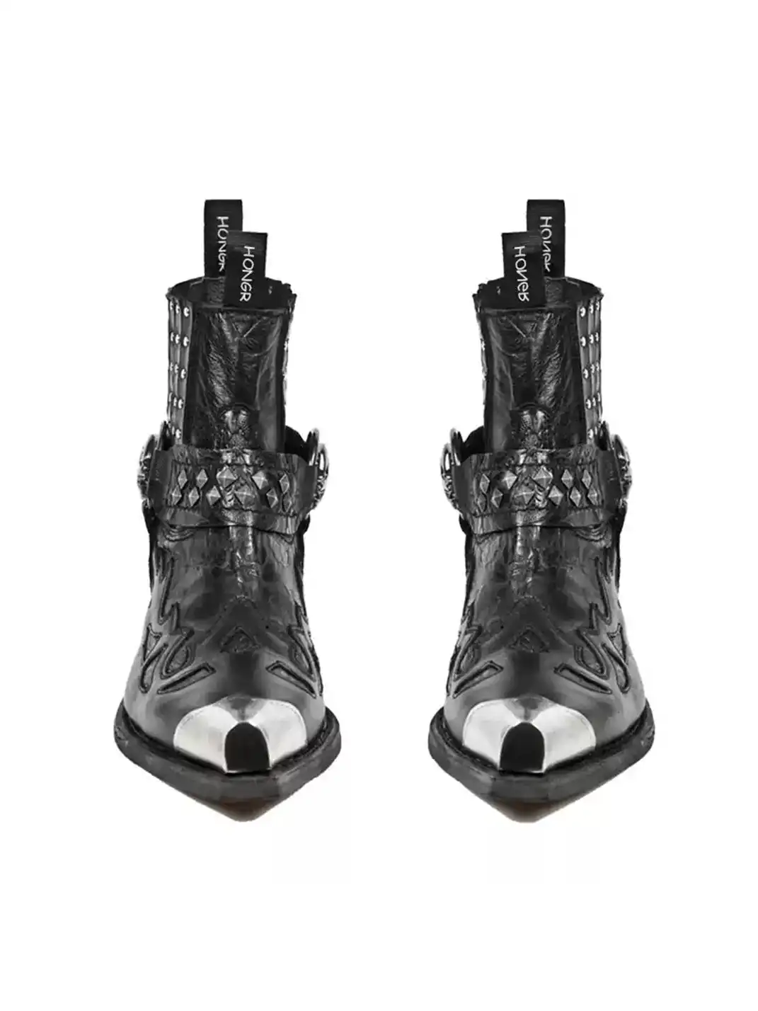 JiangGe | Pointed Toe Rivet Chelsea Ankle Boots