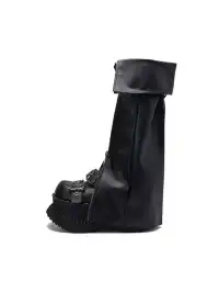 JiangGe | Fold-over Cuff Buckle Platform Punk Knee-High Boots