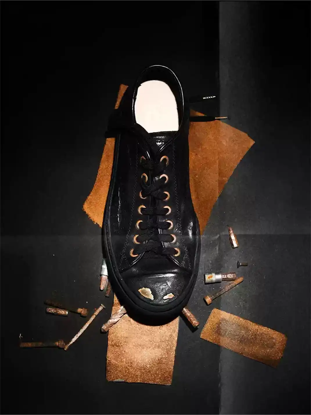 NEIGBORL | Low-Top Washed Distressed Horsehide Skate Shoes