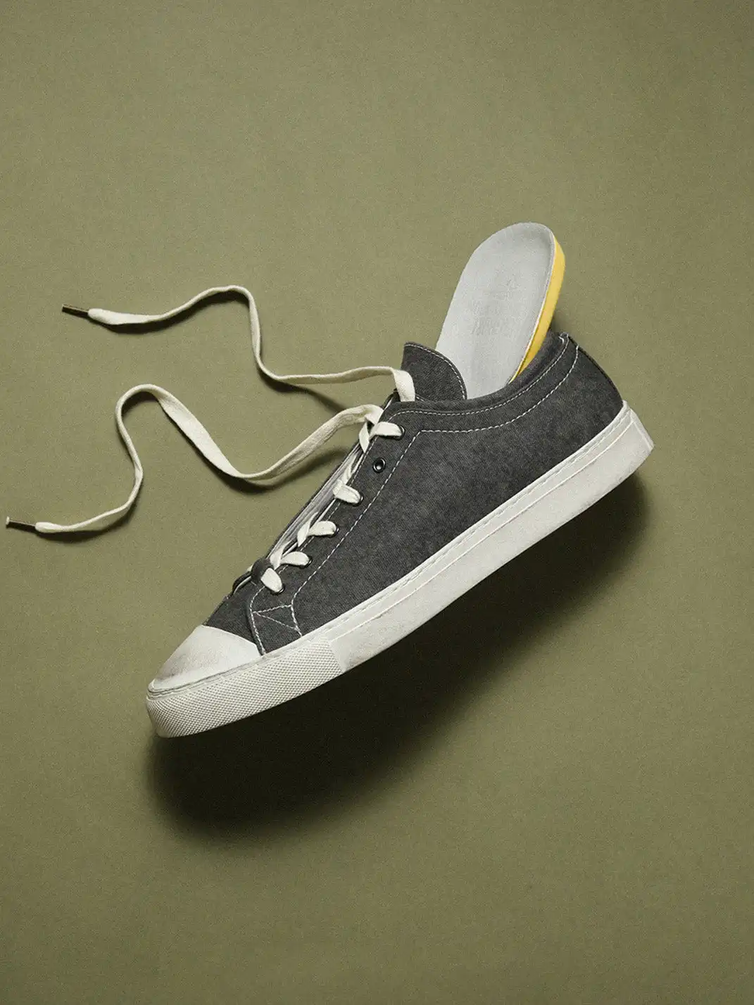 NEIGBORL | Washed Dark Gray Shell Toe Low-Top Canvas Shoes