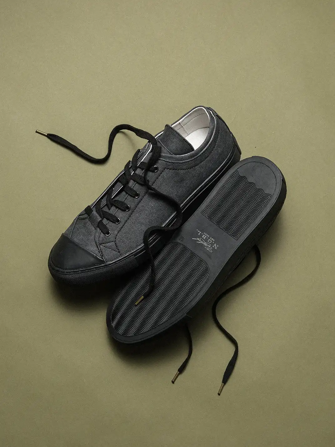 NEIGBORL | Washed Dark Gray Shell Toe Low-Top Canvas Shoes