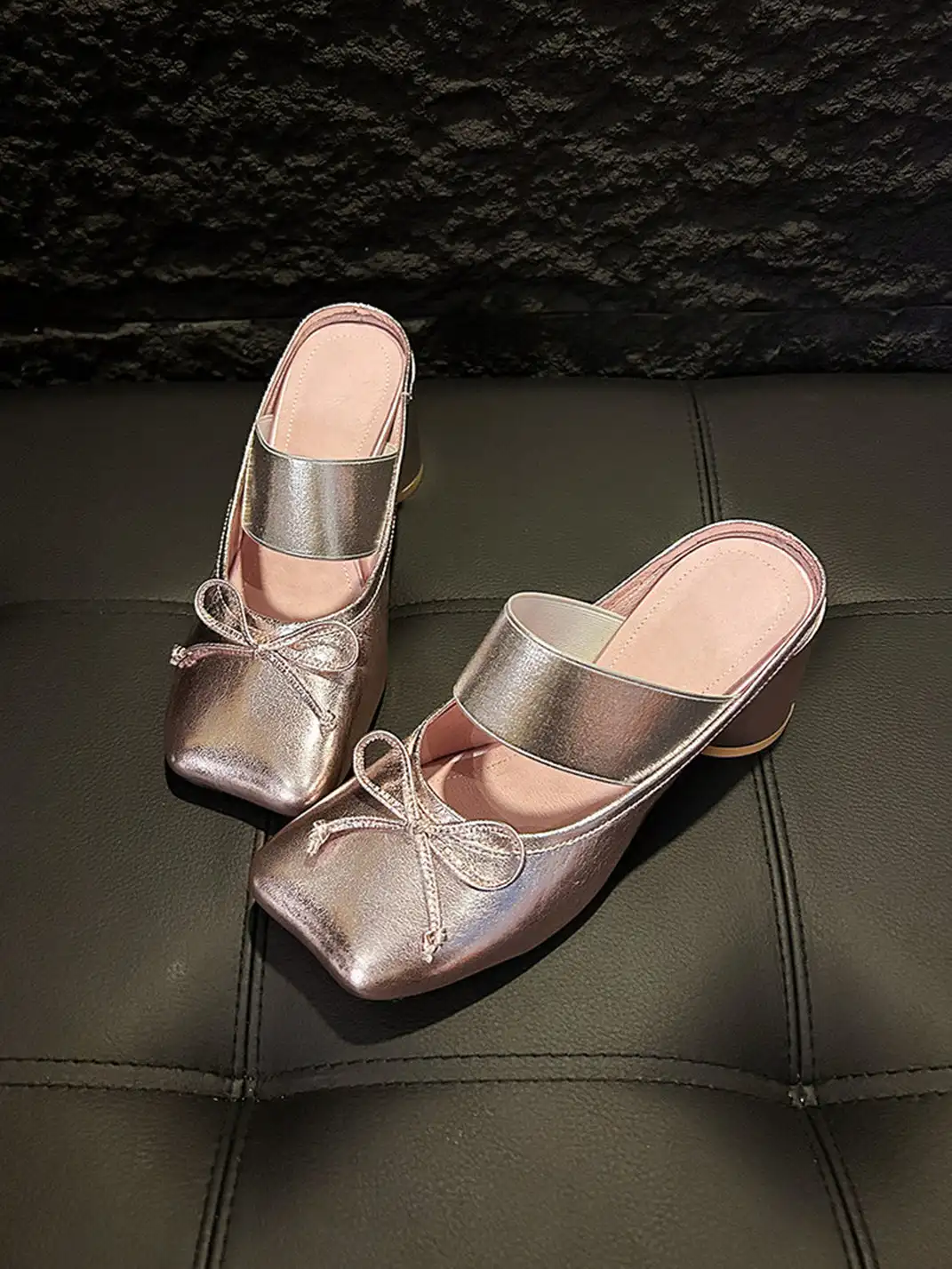 YOUMONKE | 7CM Bow Square-Toe High Heel Sandals
