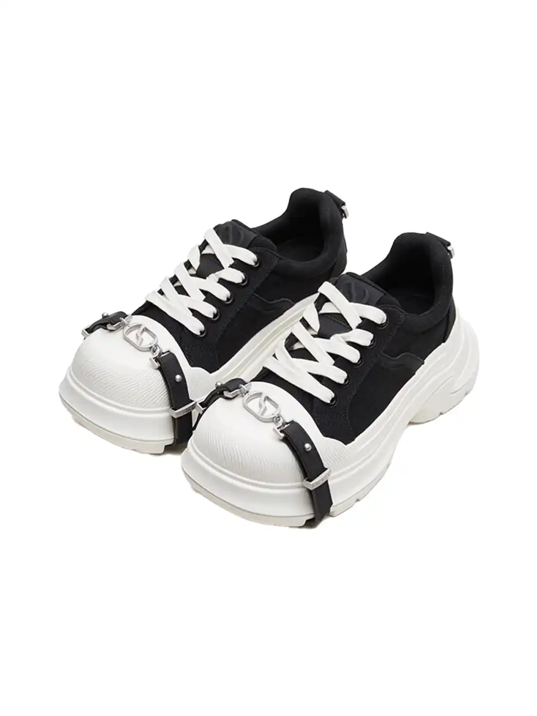 ABCICEY | Black & White Casual Lace-Up Canvas Shoes