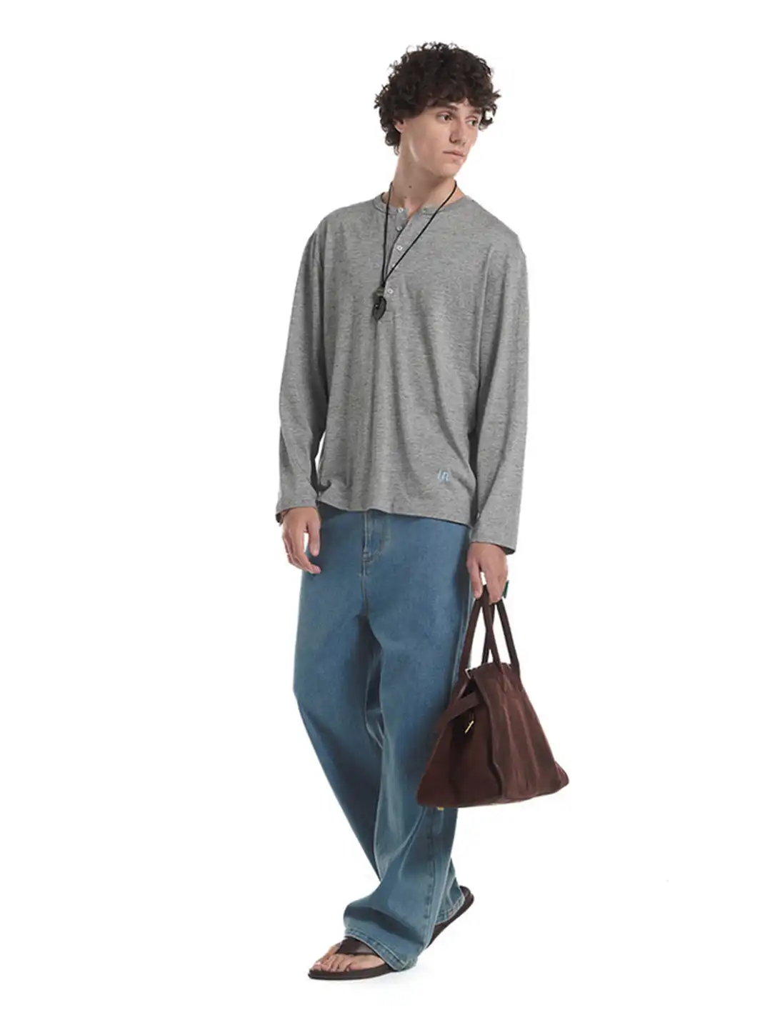 Unvesno | Multi-Color Henley Neck Long Sleeve T-Shirt